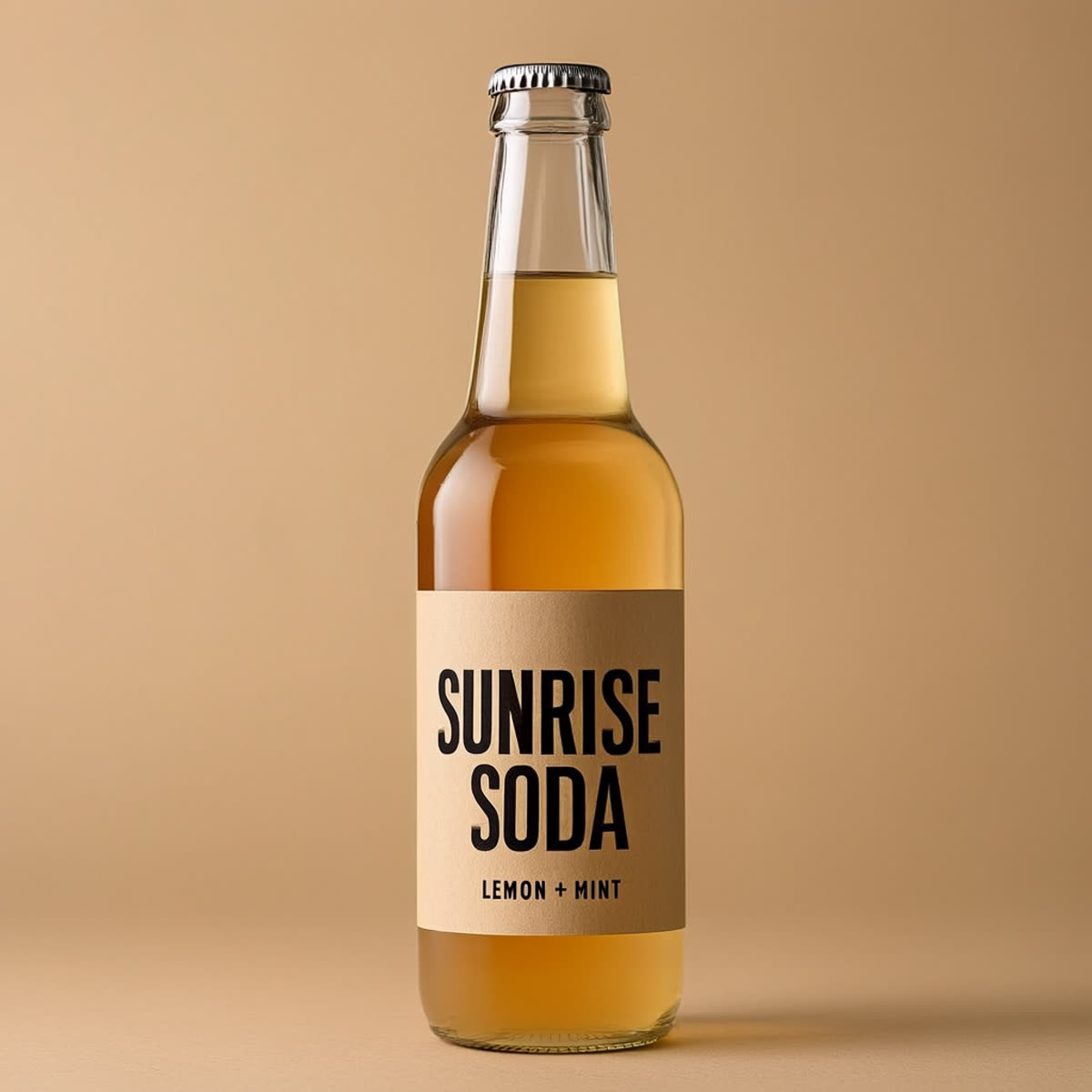 Input bottle label with text SUNRISE SODA