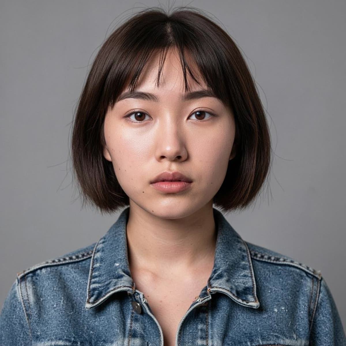 Output portrait with sunglasses removed and dark brown hair