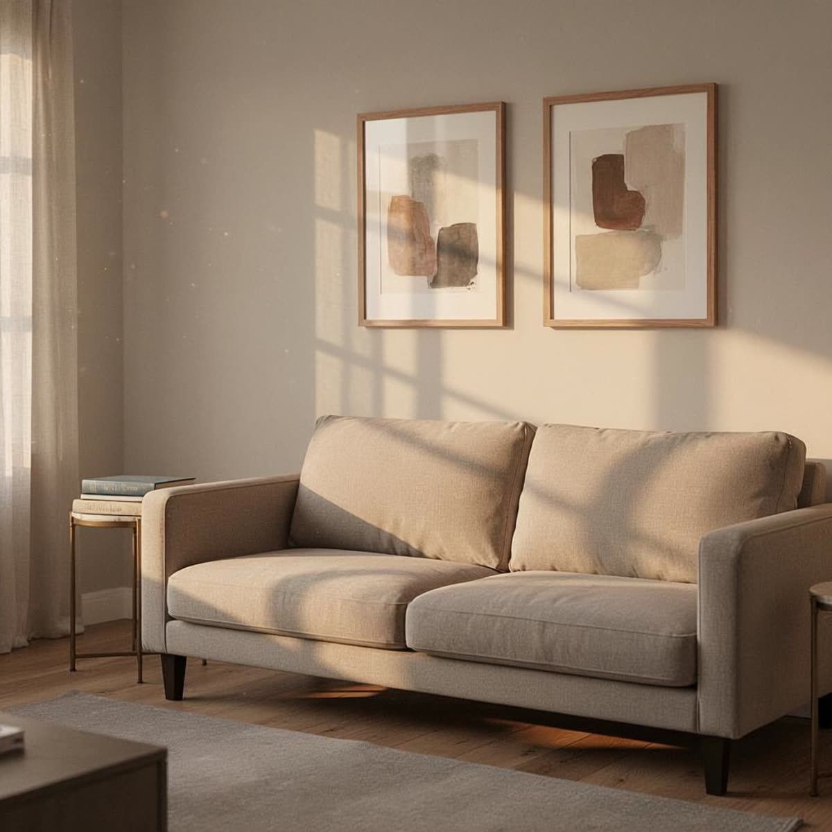 Output living room with the plant replaced by two books