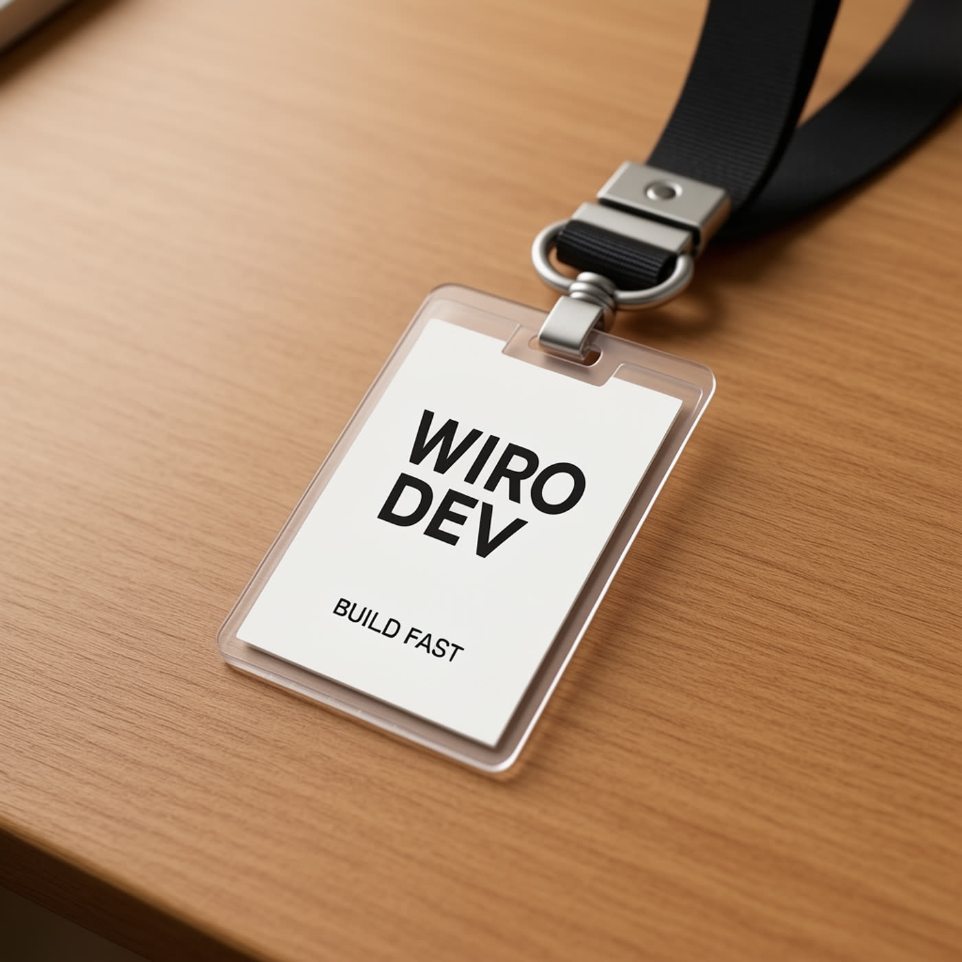 AI-generated conference badge with WIRO DEV and BUILD FAST text