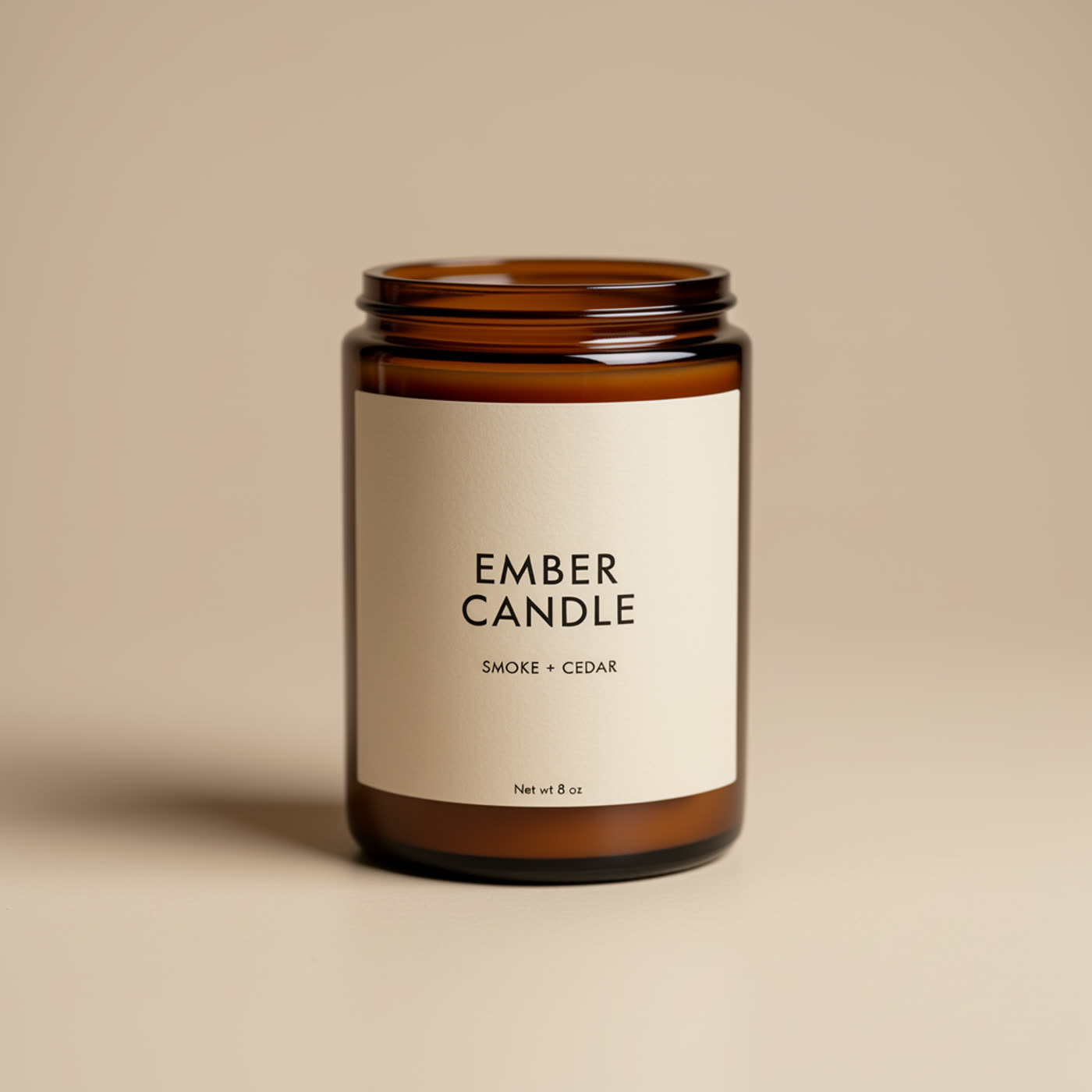 FLUX.2 Klein 9B output: product photo of an amber glass candle jar