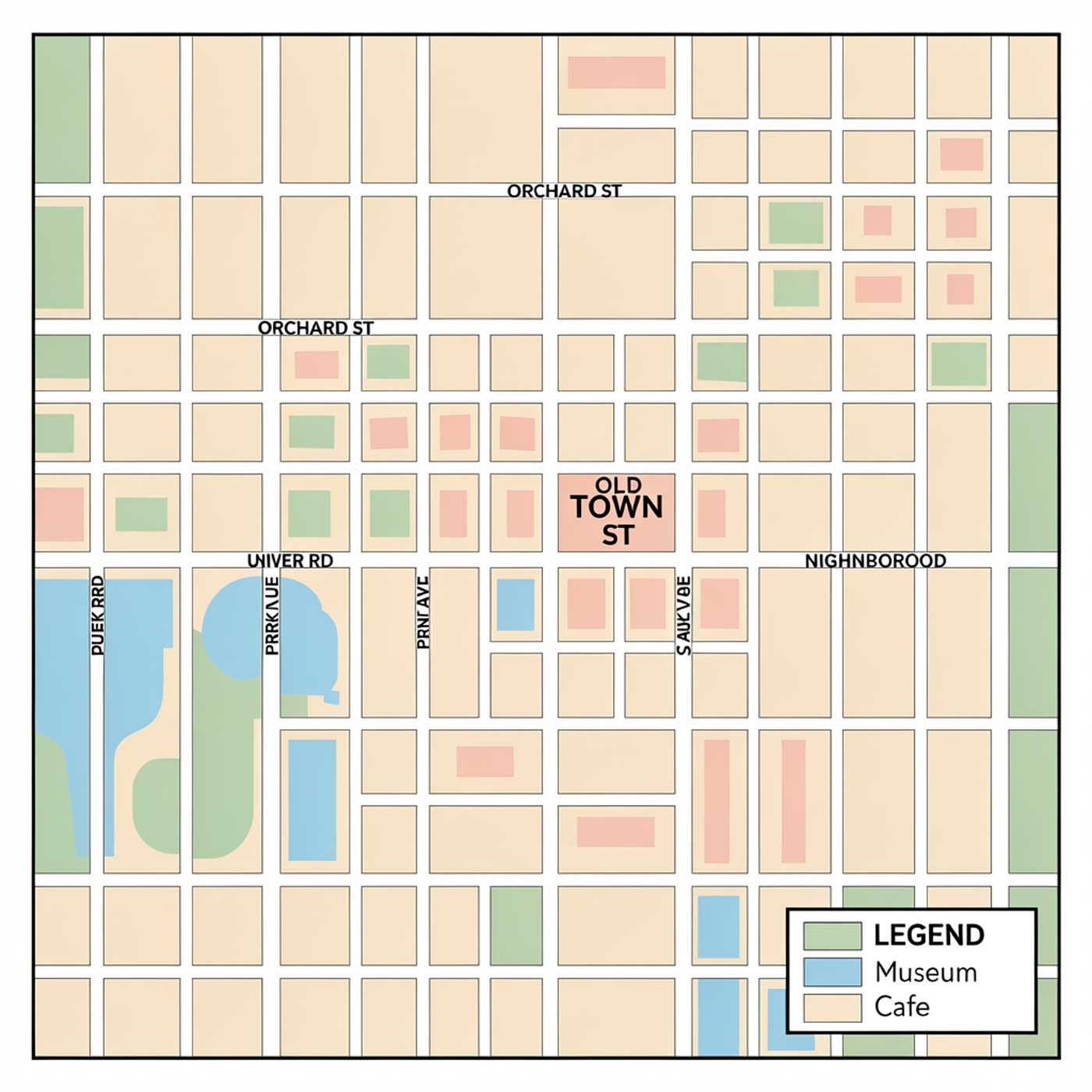 FLUX.2 Klein 9B output: top down illustrated city map with street labels