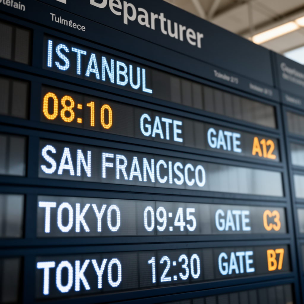 FLUX.2 Dev airport departure board with readable times and gates