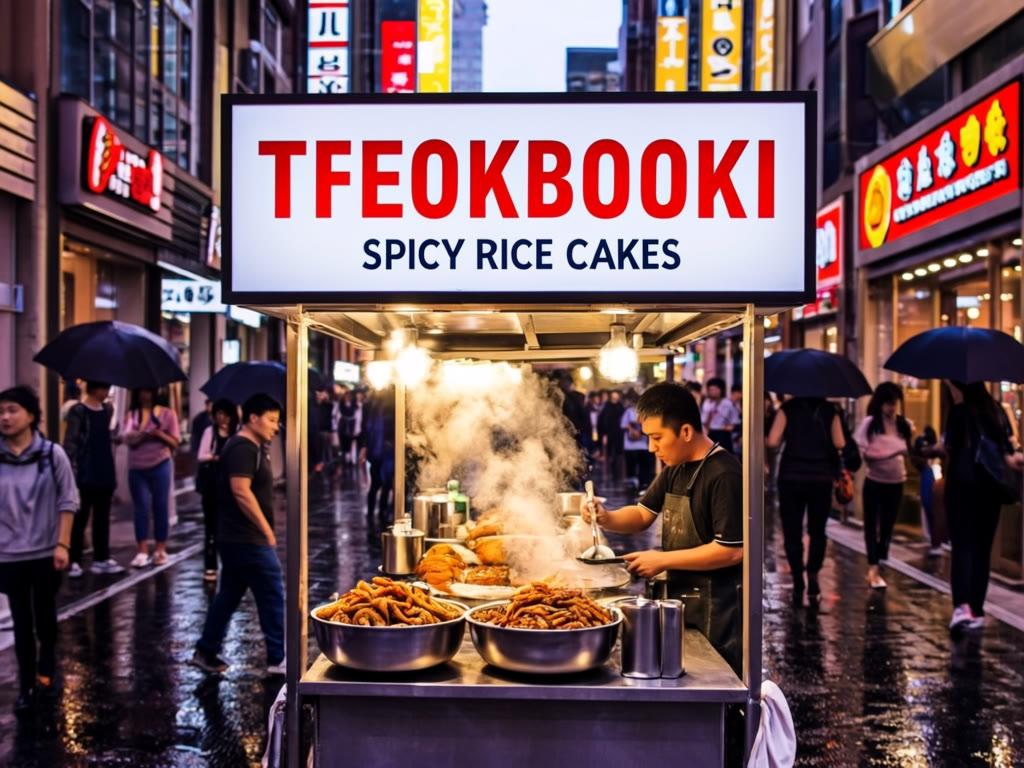 GLM-Image output: Seoul street food scene with signage