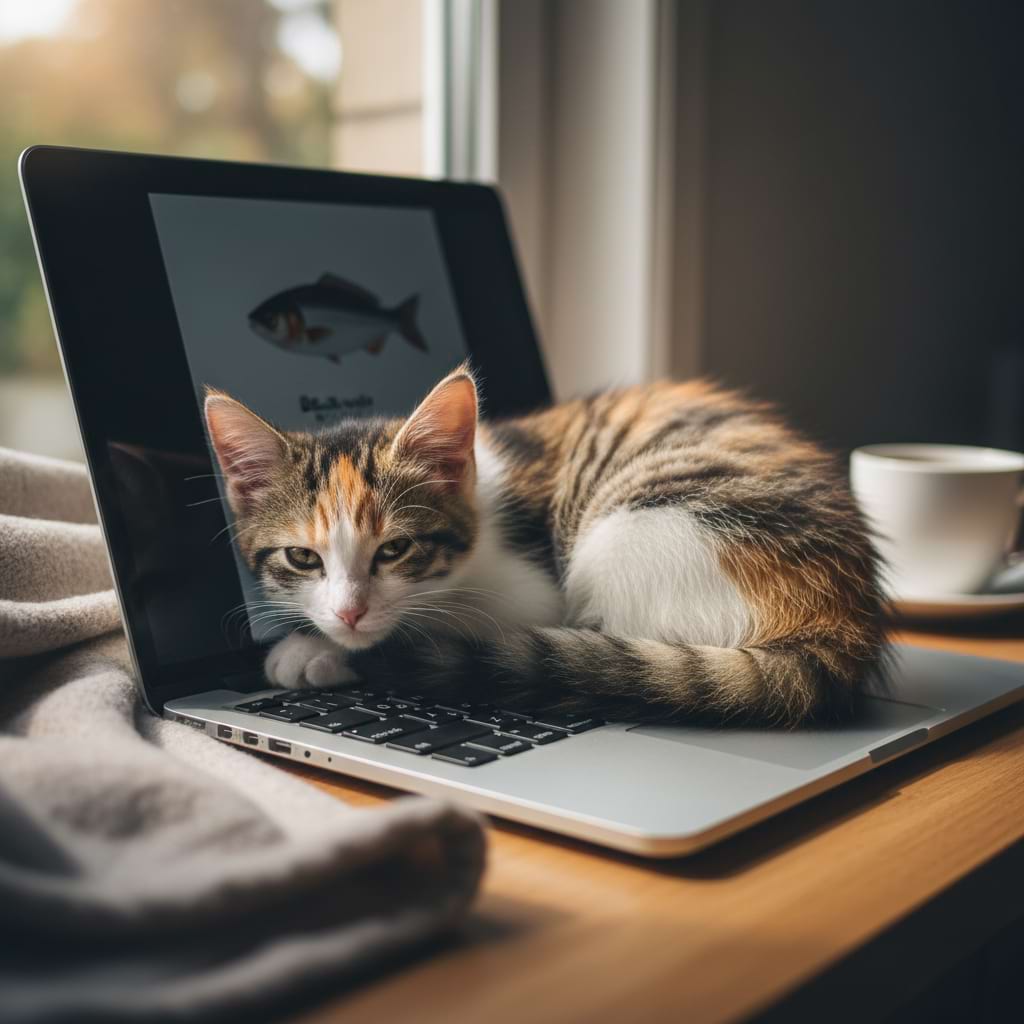 Original photo with a cat in the scene