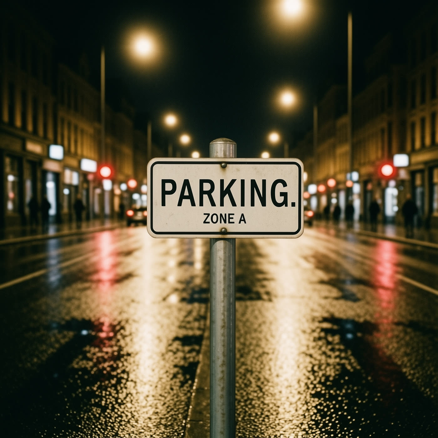 Before: street sign reading PARKING ZONE A