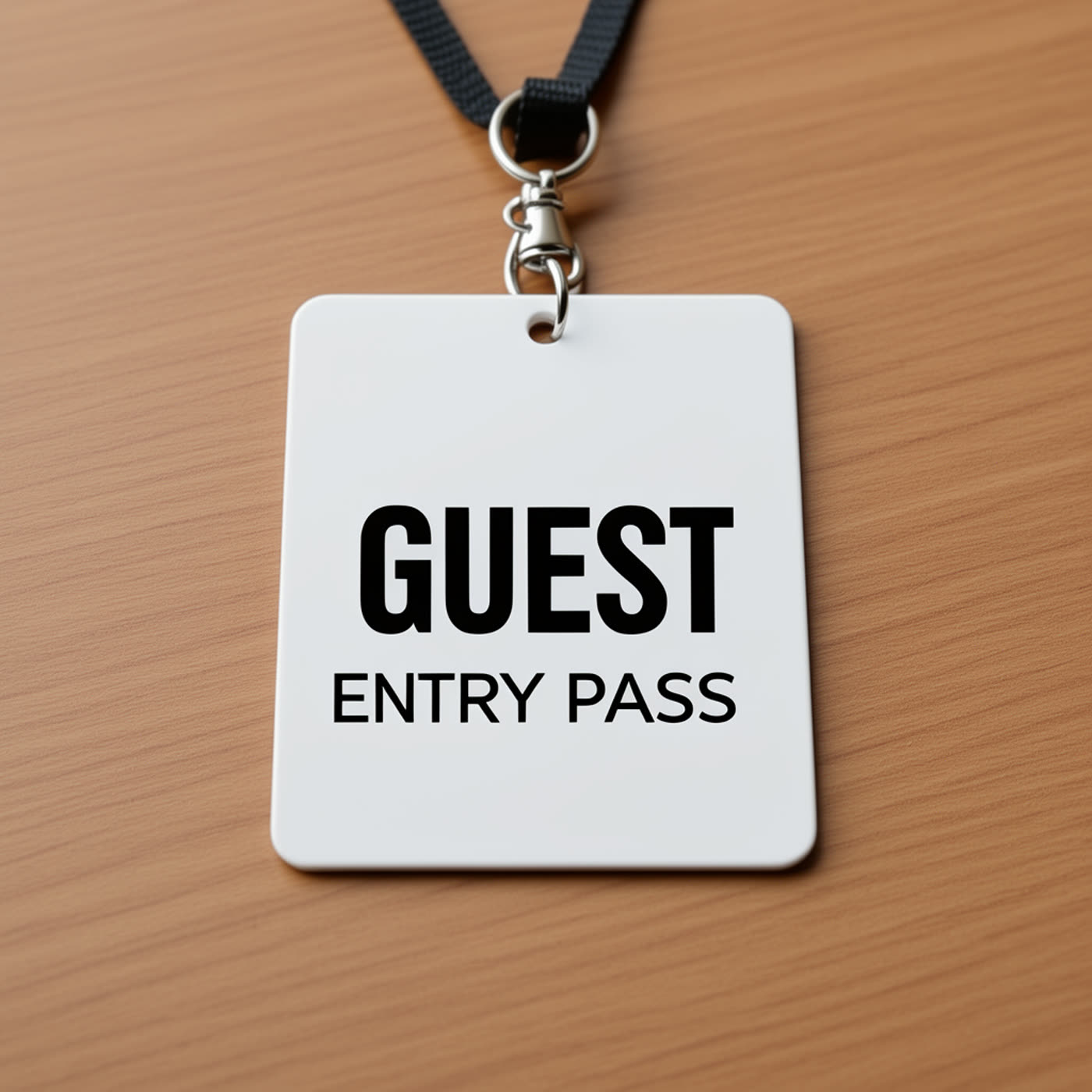 Before: badge reading GUEST ENTRY PASS