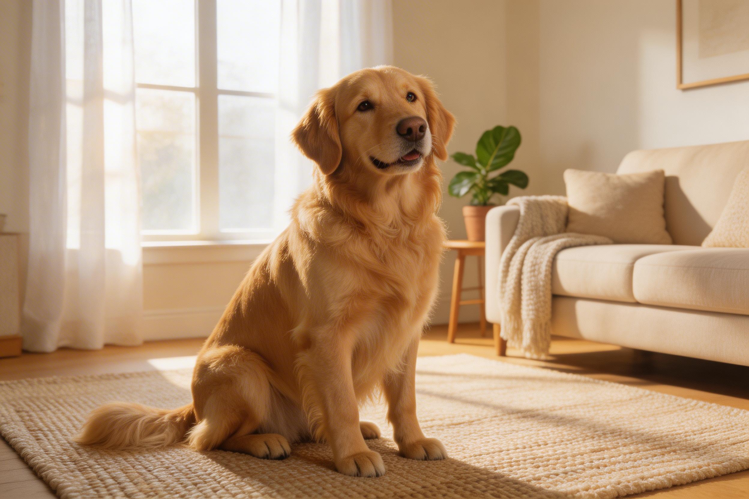 Input image: golden retriever indoors for Nano-Banana-2 edit test