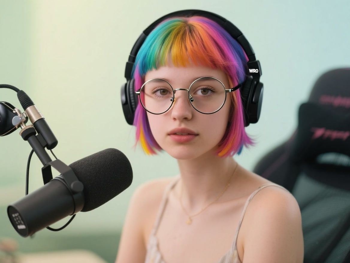 Reve Edit Fast output with added glasses and headphone text