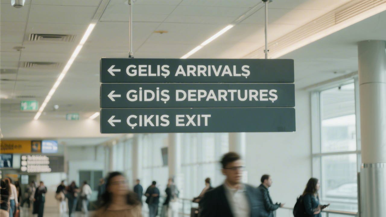 Seedream v3 output for airport wayfinding sign prompt