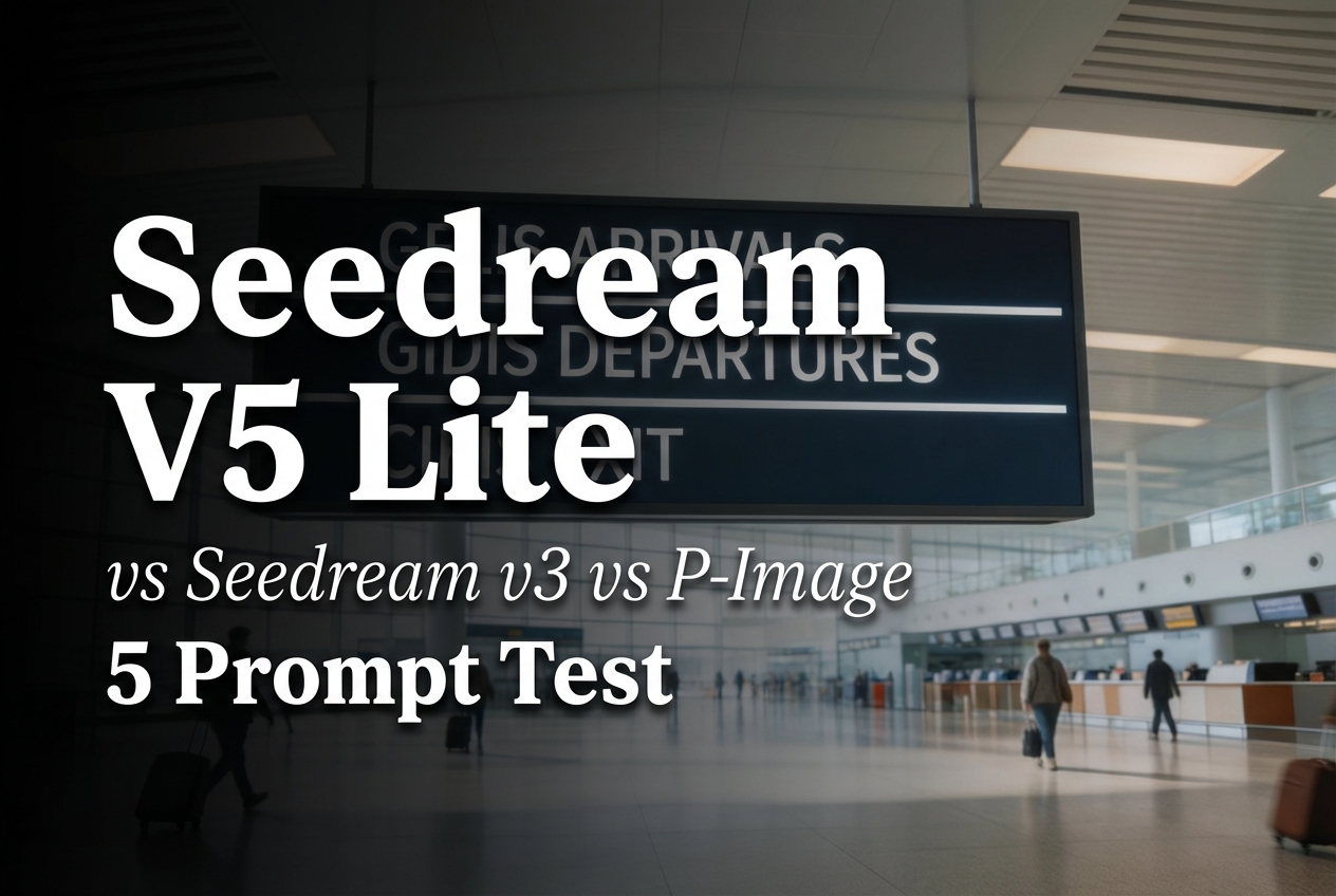 Seedream V5 Lite vs Seedream v3 vs P-Image: 5 Prompt Text Test