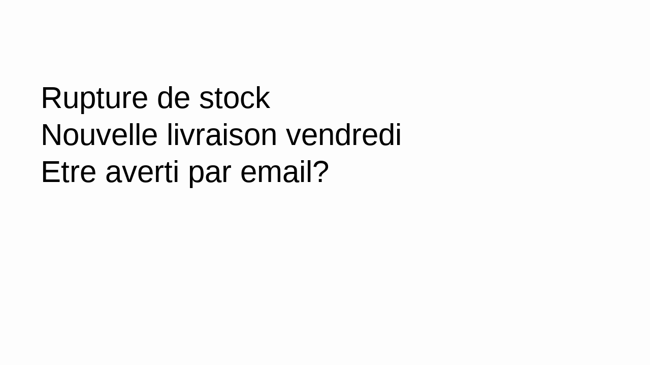 Synthetic French out of stock notification screenshot for OCR translation test