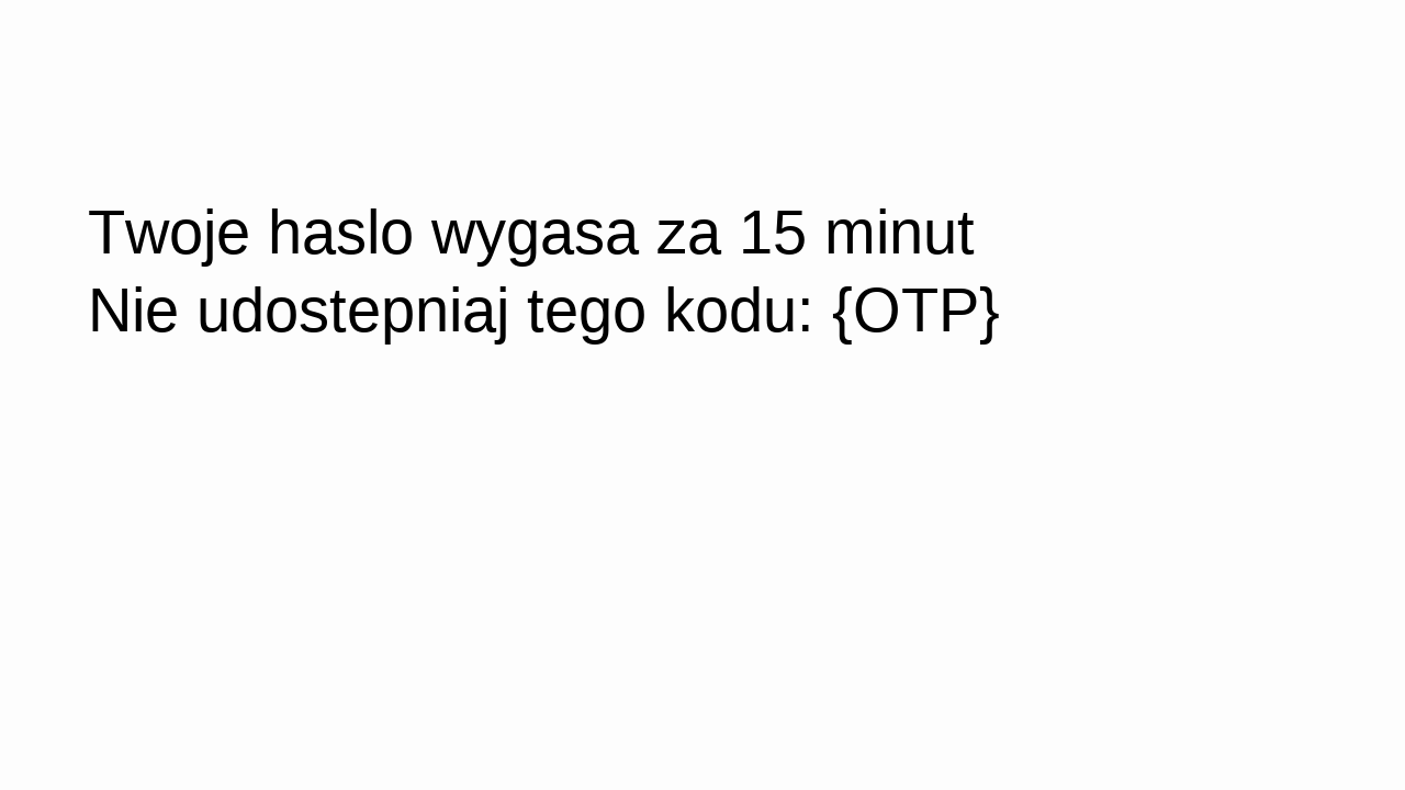 Synthetic Polish OTP security message screenshot for OCR translation test