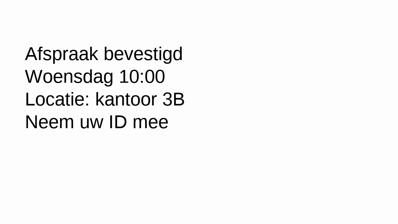 Synthetic Dutch appointment confirmation screenshot for OCR translation test