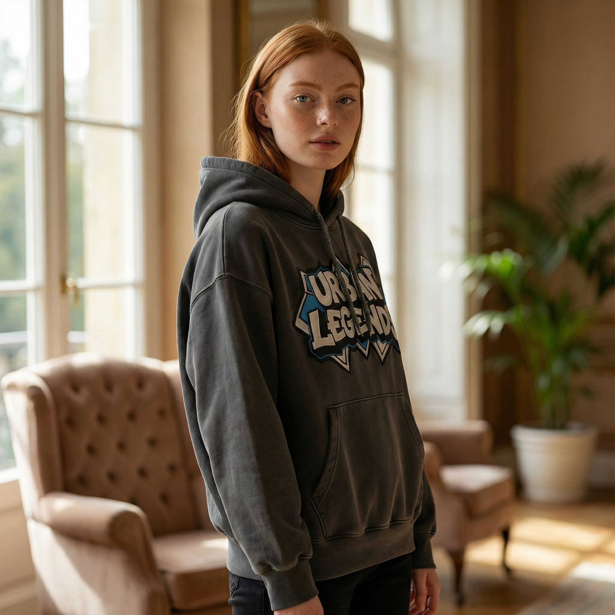 After: indoor lifestyle try-on output, 1:1