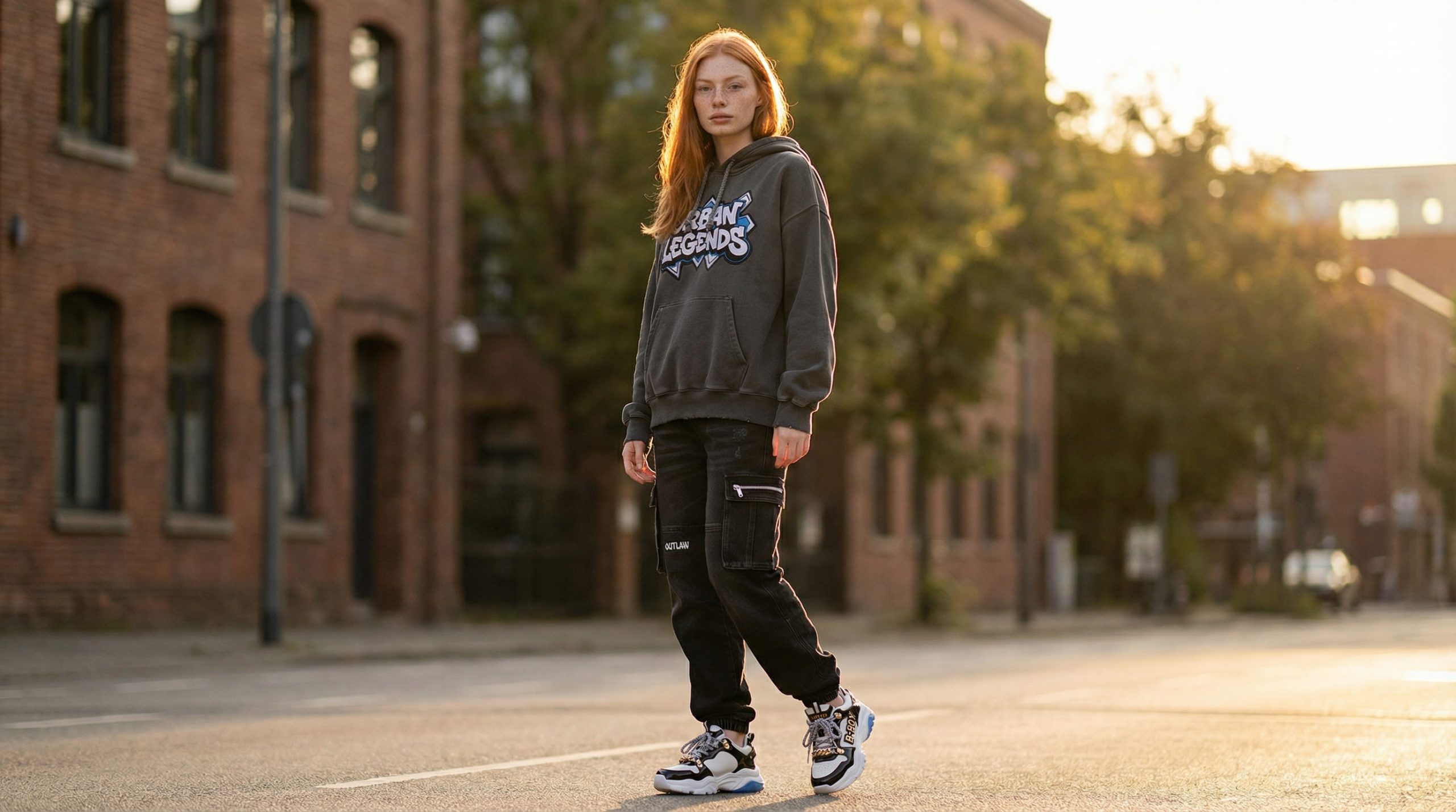 After: outdoor try-on output, 16:9