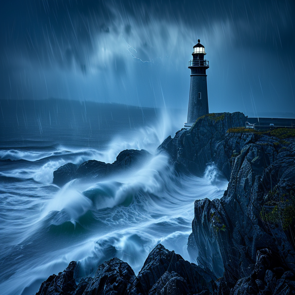 Stormy lighthouse image used as input