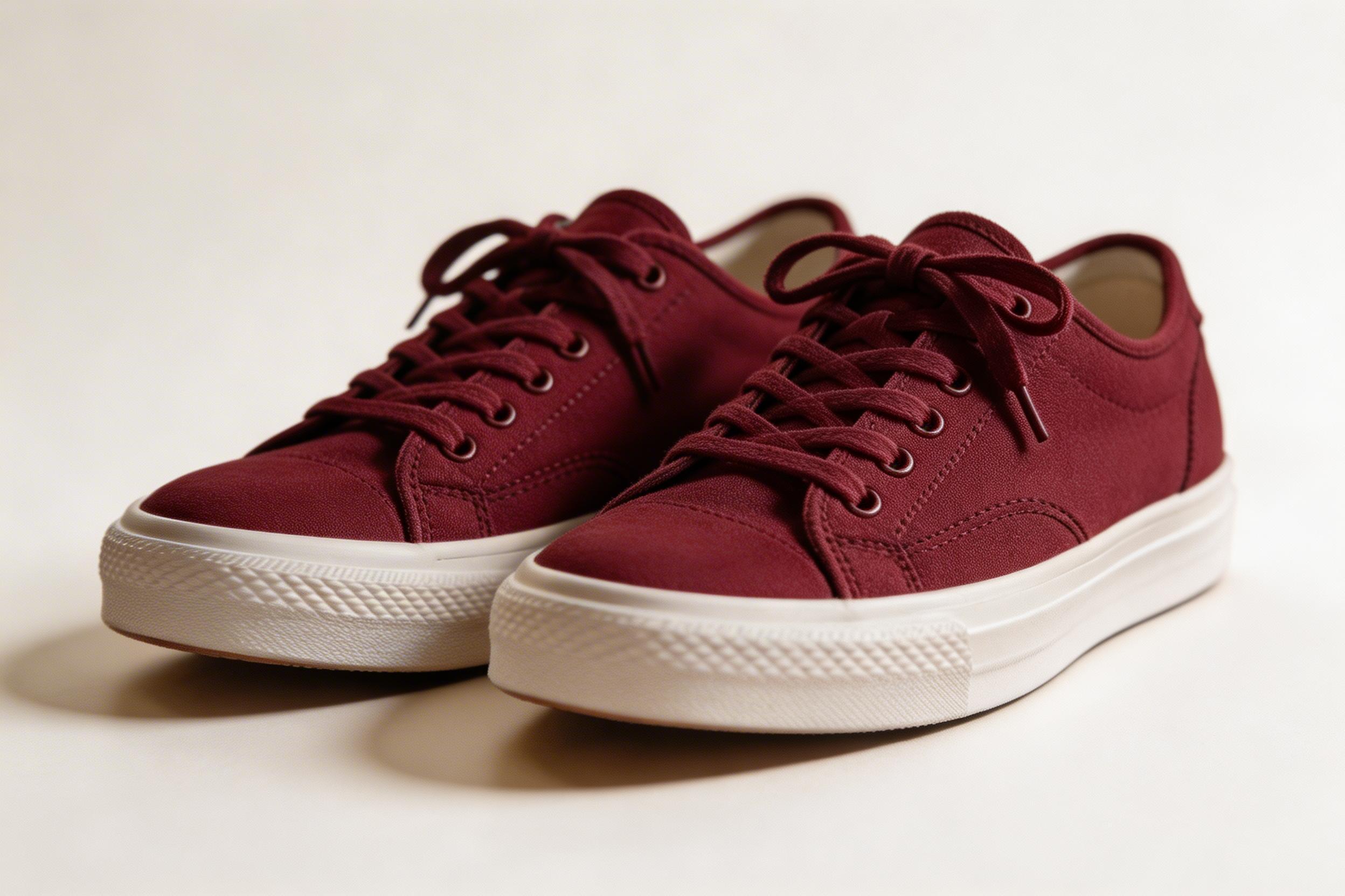 Red sneakers on white studio background