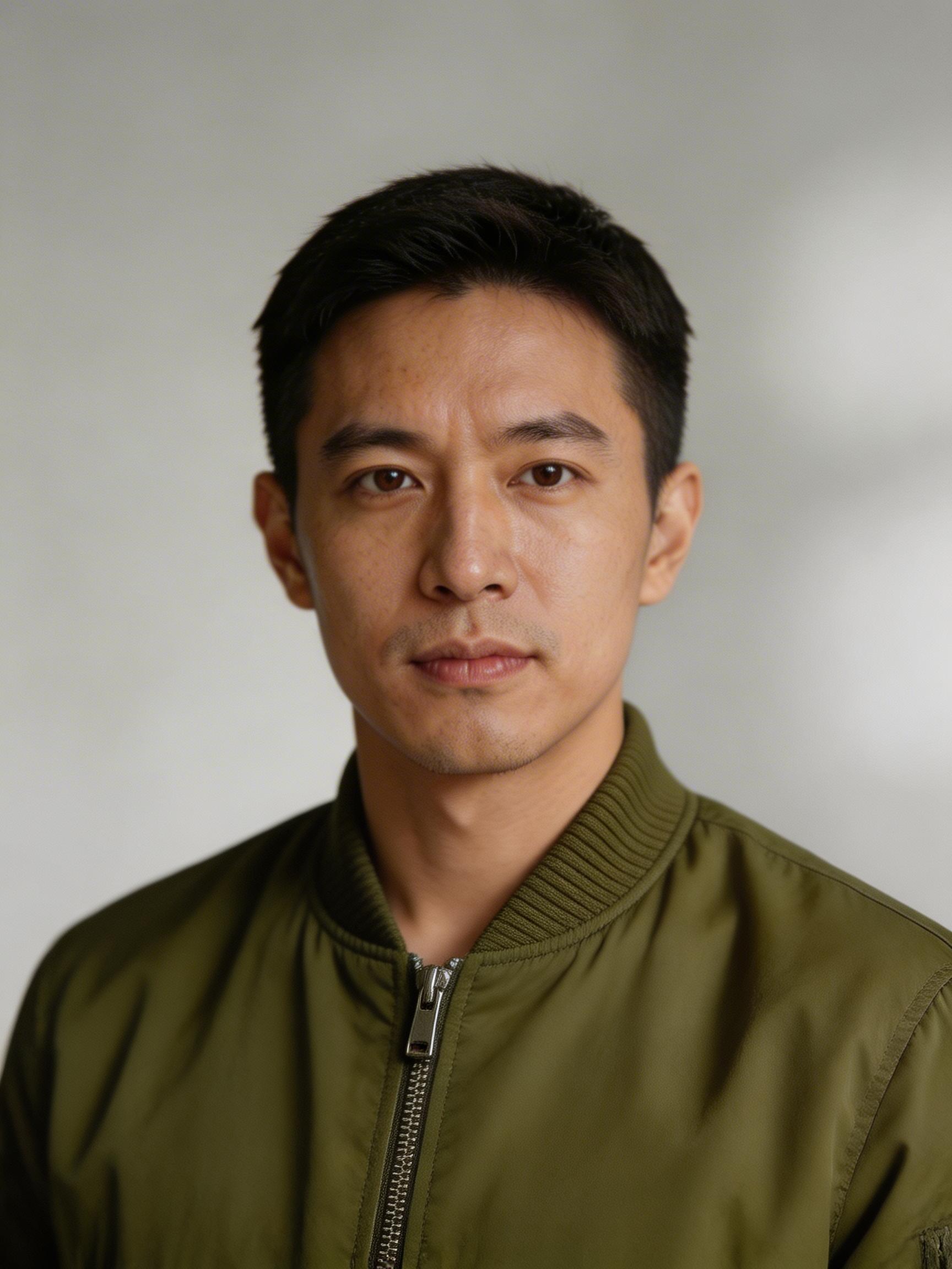 Portrait with bomber jacket transferred onto subject