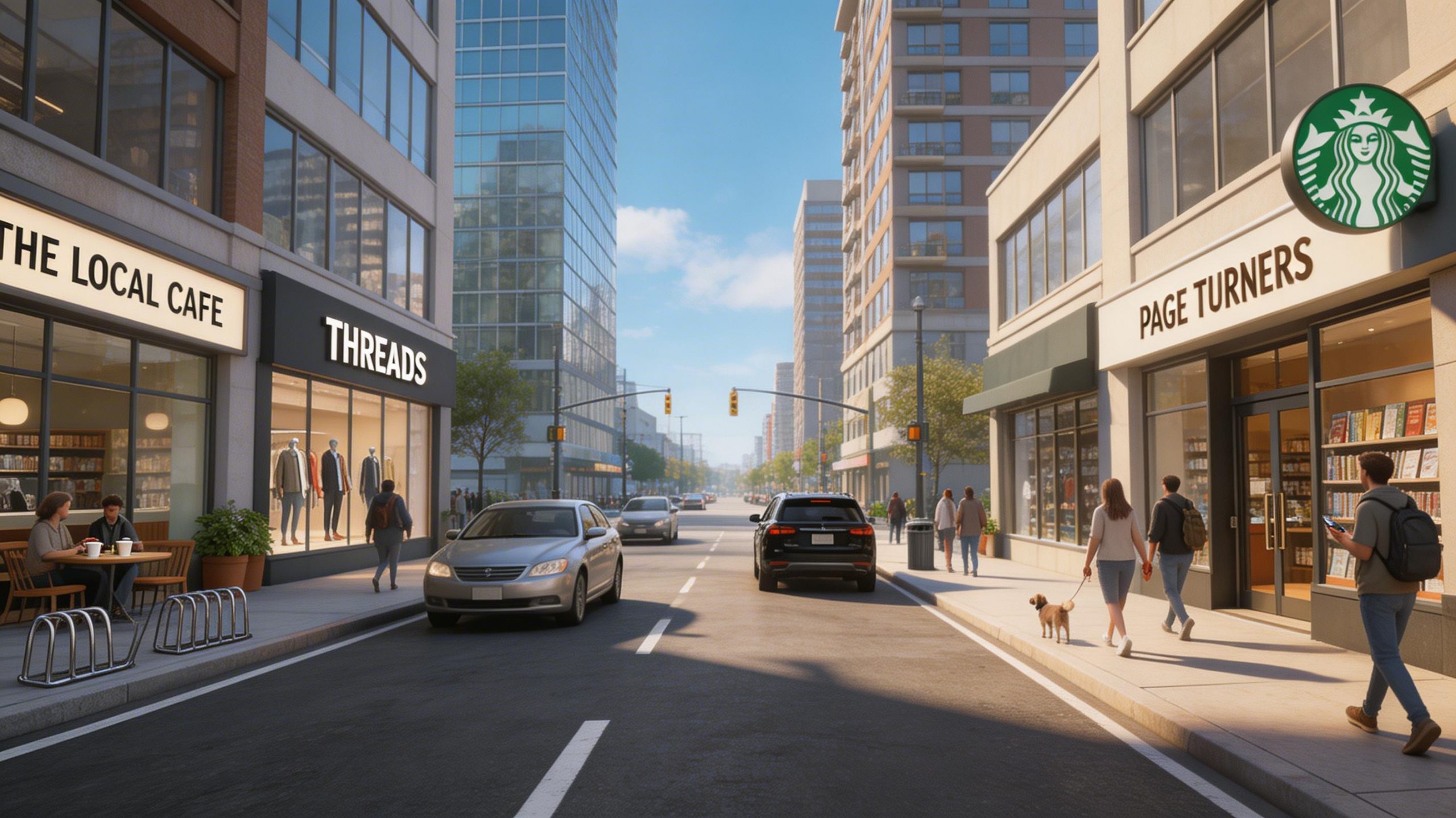 City street in clear afternoon light