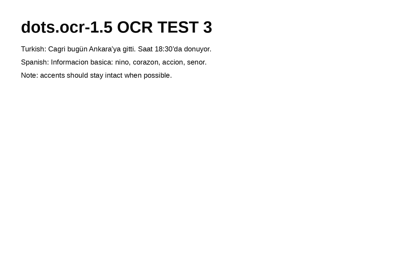 Synthetic OCR test image with Turkish and Spanish text lines