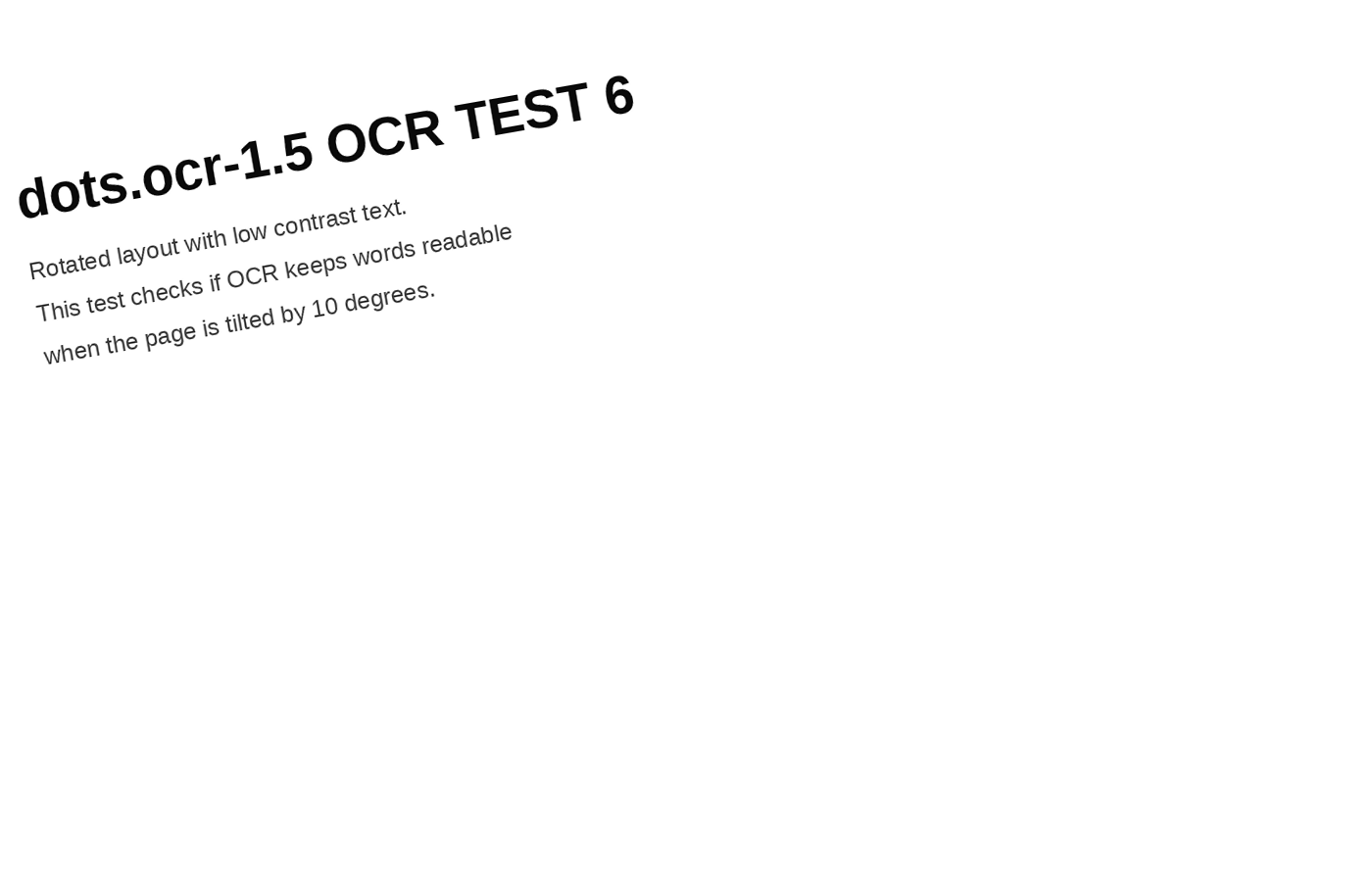 Synthetic OCR test image rotated with low contrast body text