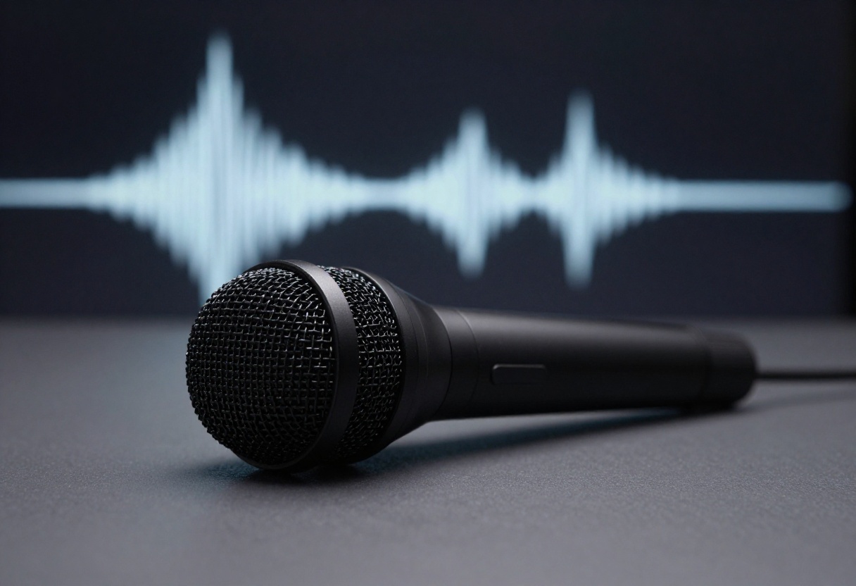 Microphone and audio waveform illustration