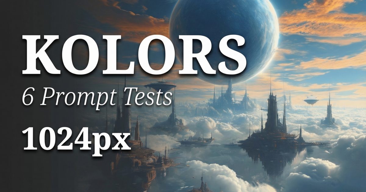 Kolors Text-to-Image: 6 Prompt Tests (1024px)