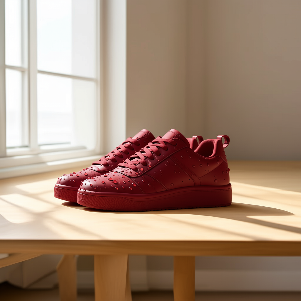 Qwen Image Edit Plus sneaker recolor with water droplets