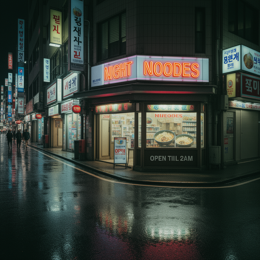FLUX.2 Klein Base 4B output: ramen shop neon sign with text errors