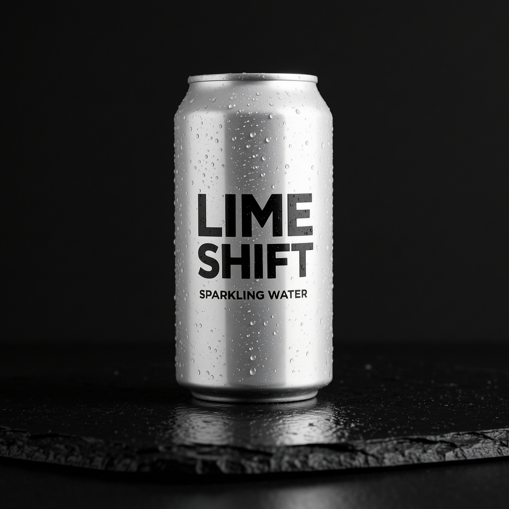 FLUX.2 Klein Base 9B output: chilled soda can with readable label text LIME SHIFT