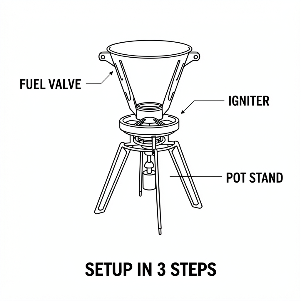 FLUX.2 Klein Base 9B output: camping stove diagram with clean readable labels