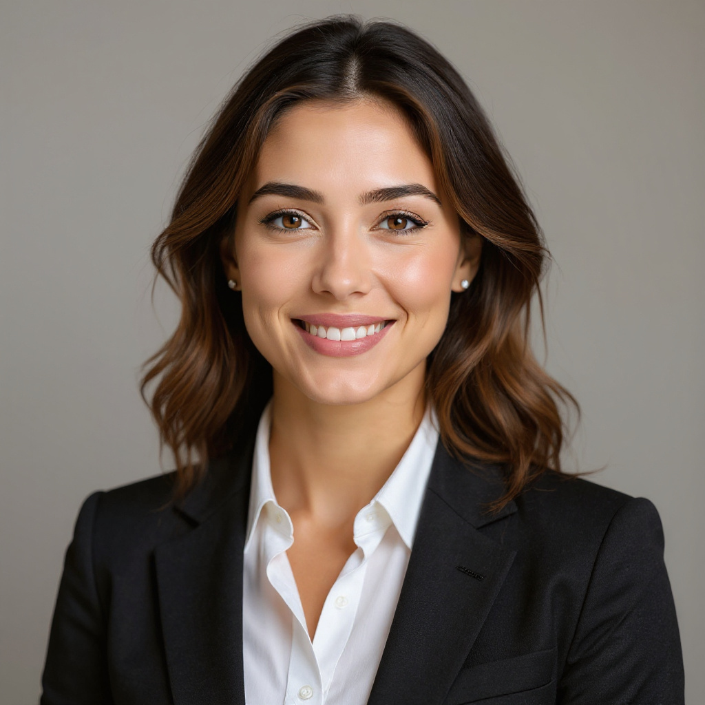 Headshot edit 1: neutral background, square crop