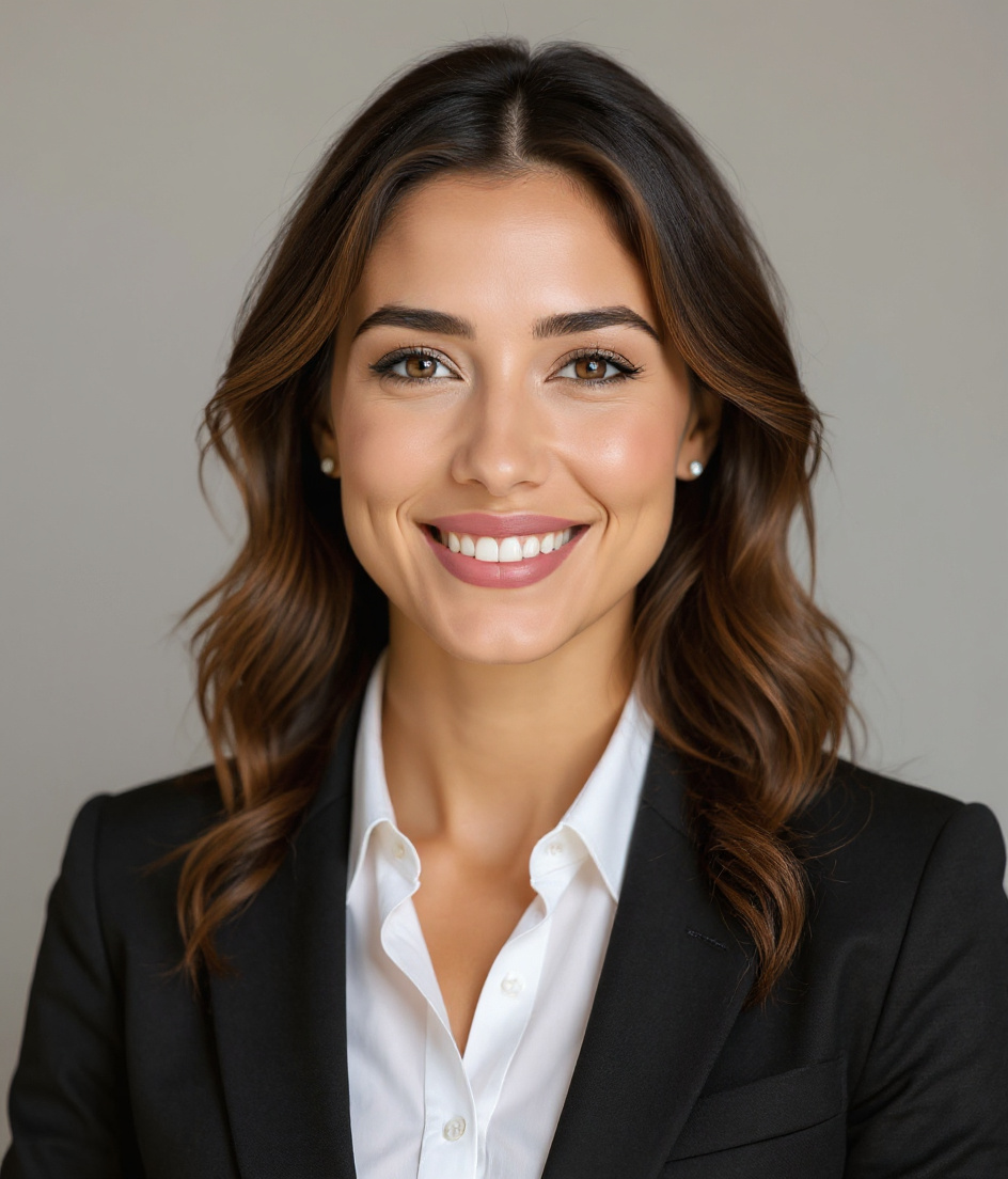 Headshot edit 2: neutral background, 4:5 crop