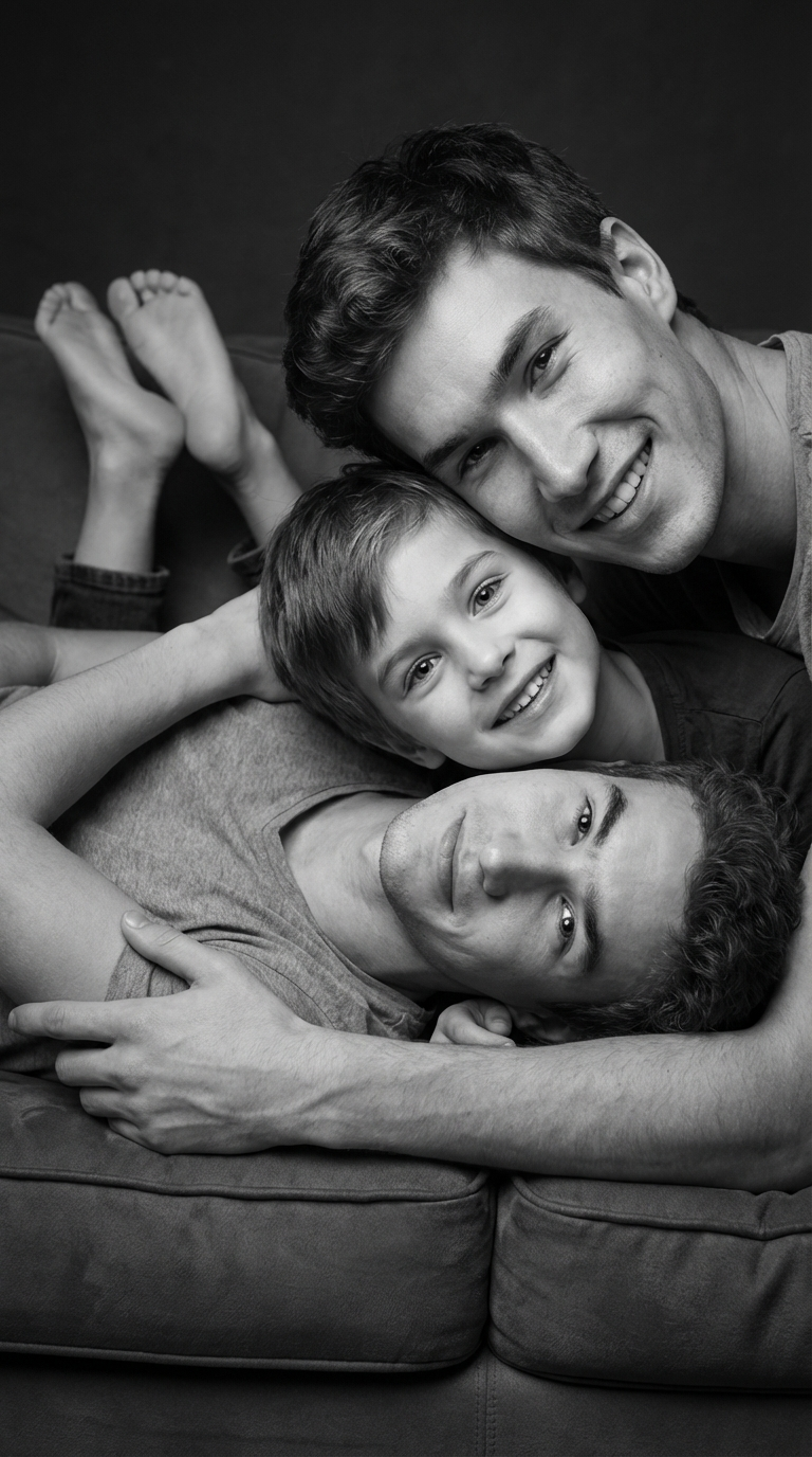 Generated Joyful Family Pile pose result from Instagram Pose Multi