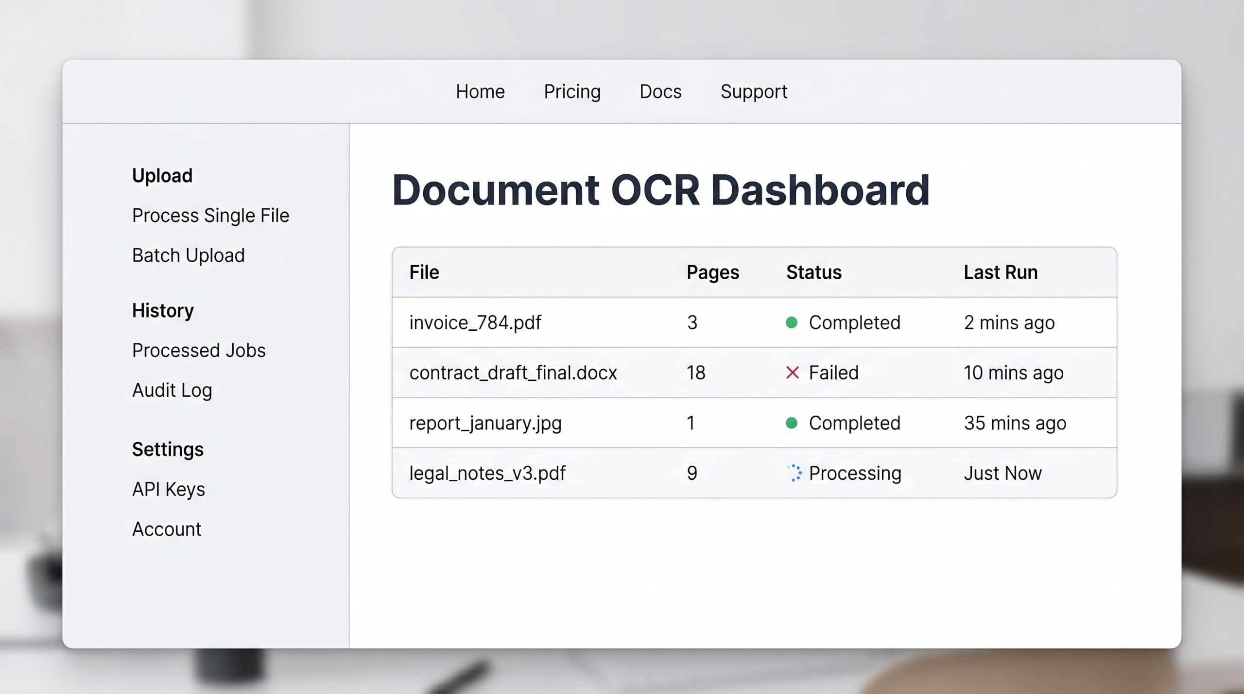 Synthetic dashboard UI screenshot for OCR testing