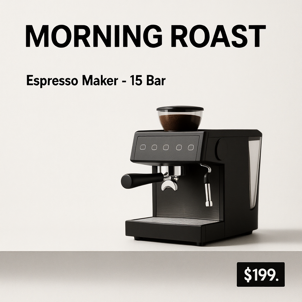 Poster with headline MORNING ROAST and a price tag