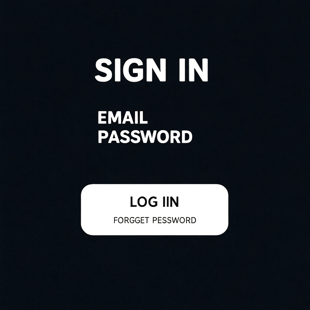 Dark sign in screen with text SIGN IN and form labels