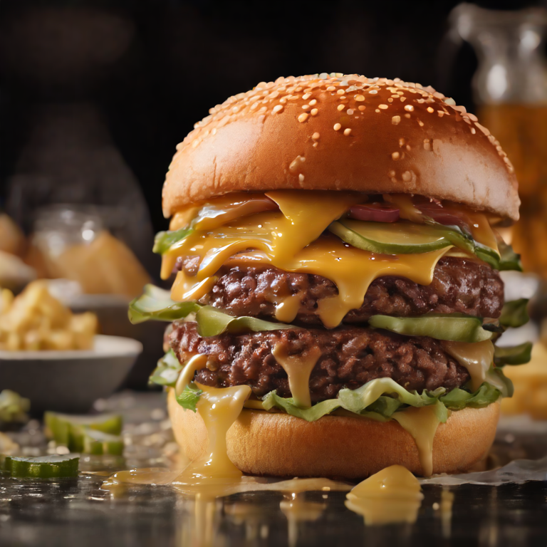 Gourmet burger close up food photo