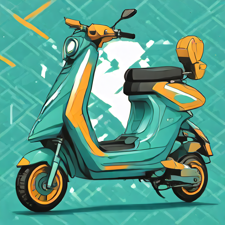 Flat vector poster of a futuristic electric scooter
