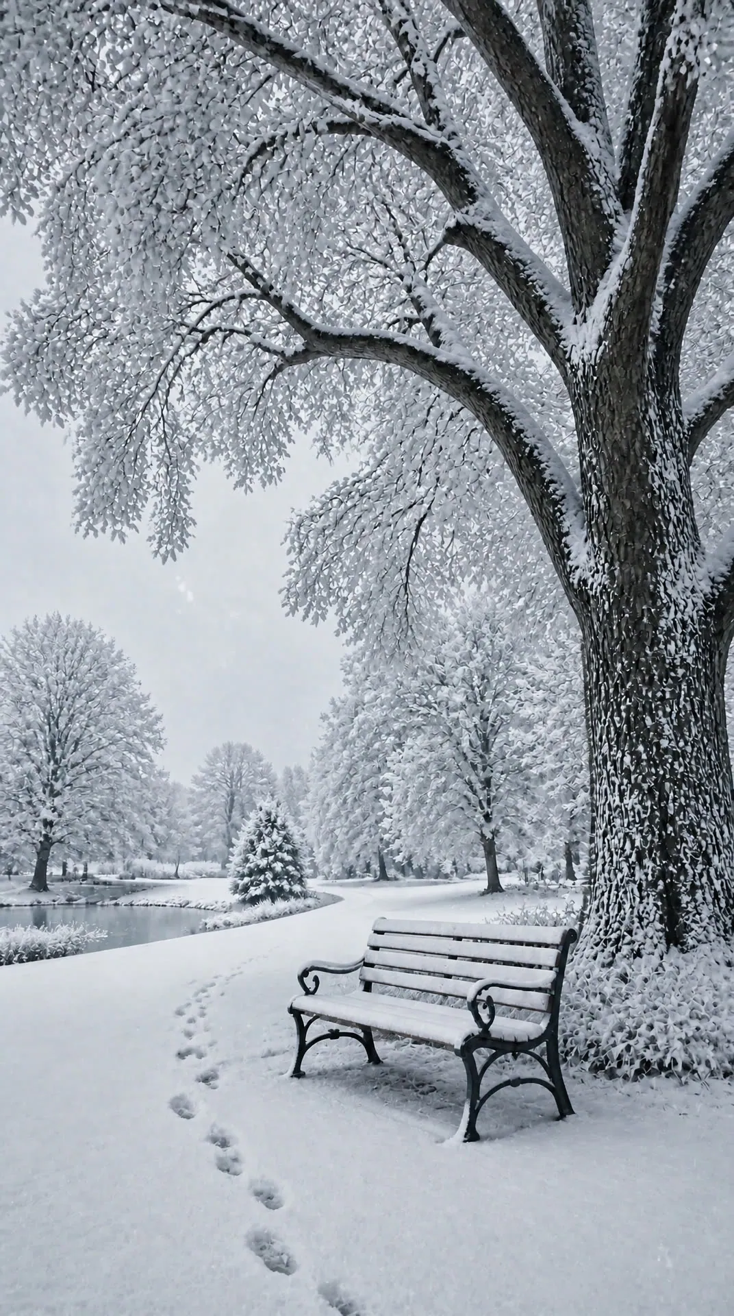 GPT Image 2 Custom winter edit with bench, footprints, and balanced composition