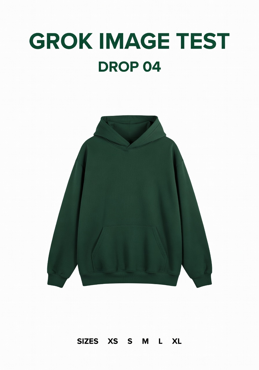 Streetwear poster with a green hoodie and bold drop text