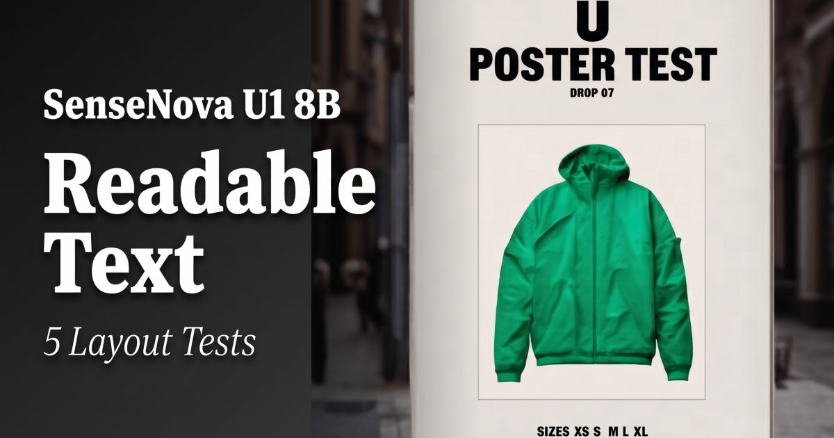 SenseNova U1-8B: 5 Layout Tests for Readable Text