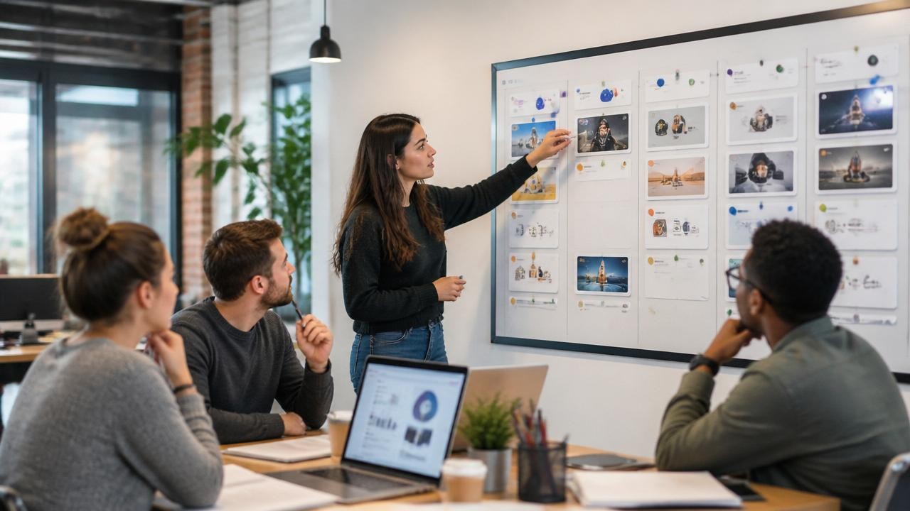 AI marketing agent automation moving review and publish tasks through a workflow board