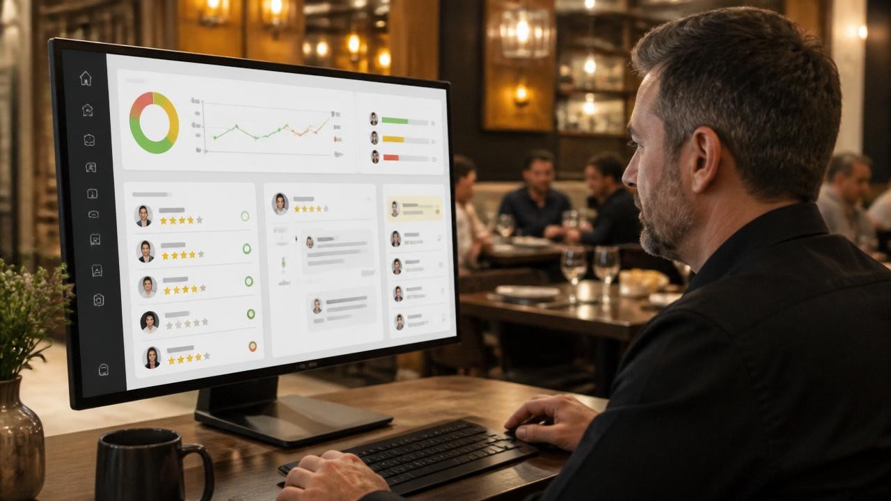 Restaurant reputation AI agents reviewing guest feedback and recovery tasks