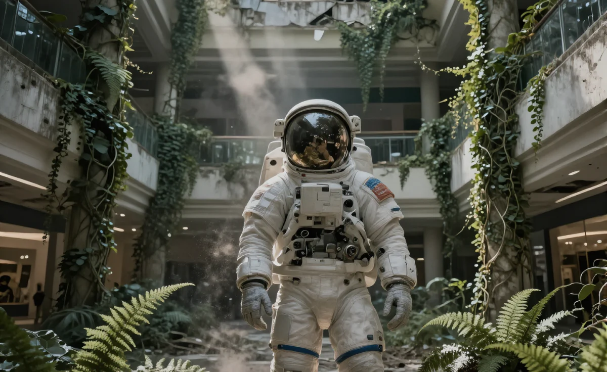 Astronaut mall source image for Cosmos 3 Super vs Grok Imagine Video 1.5 test
