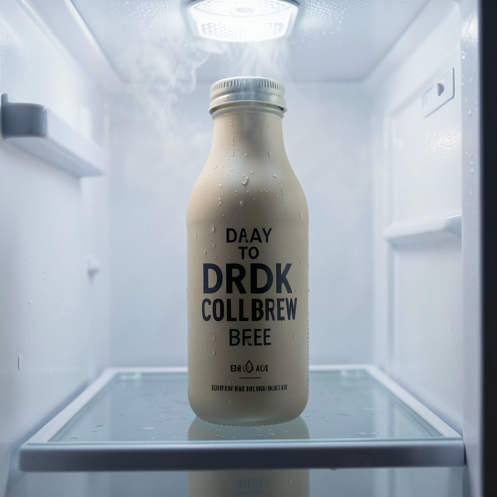Cold brew bottle fridge ad generated with FLUX.2 Klein 4B