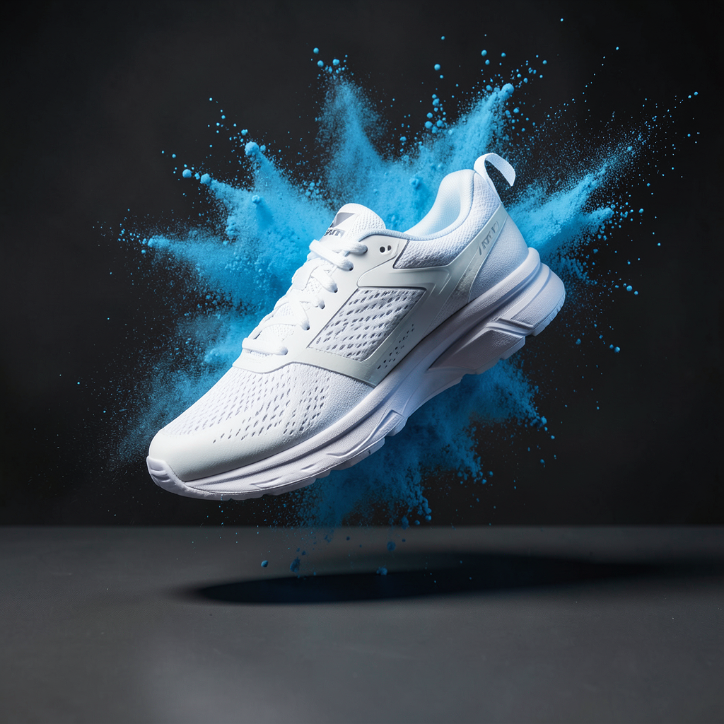White running shoe product ad generated with FLUX.2 Klein 4B