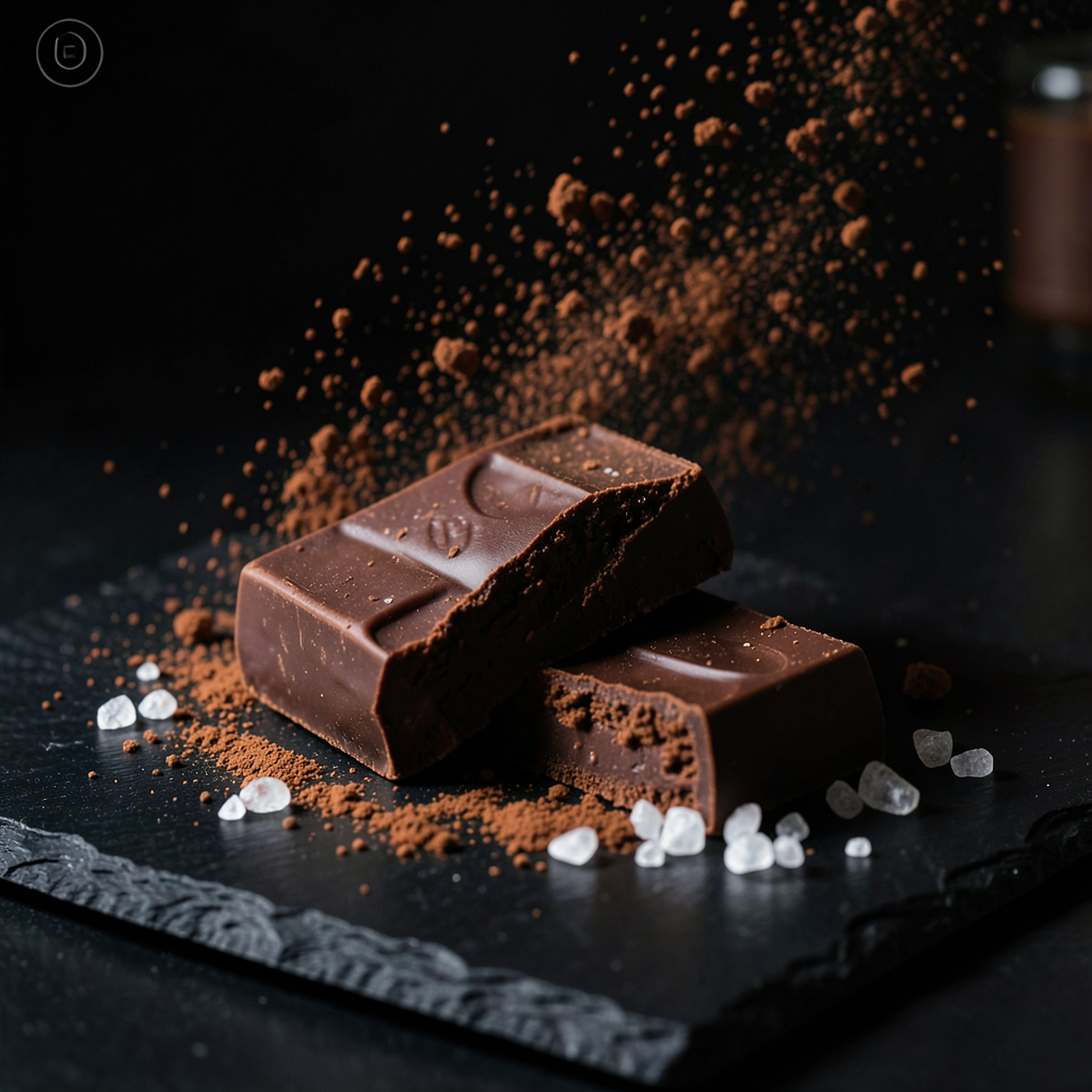 Dark chocolate product ad generated with FLUX.2 Klein 4B