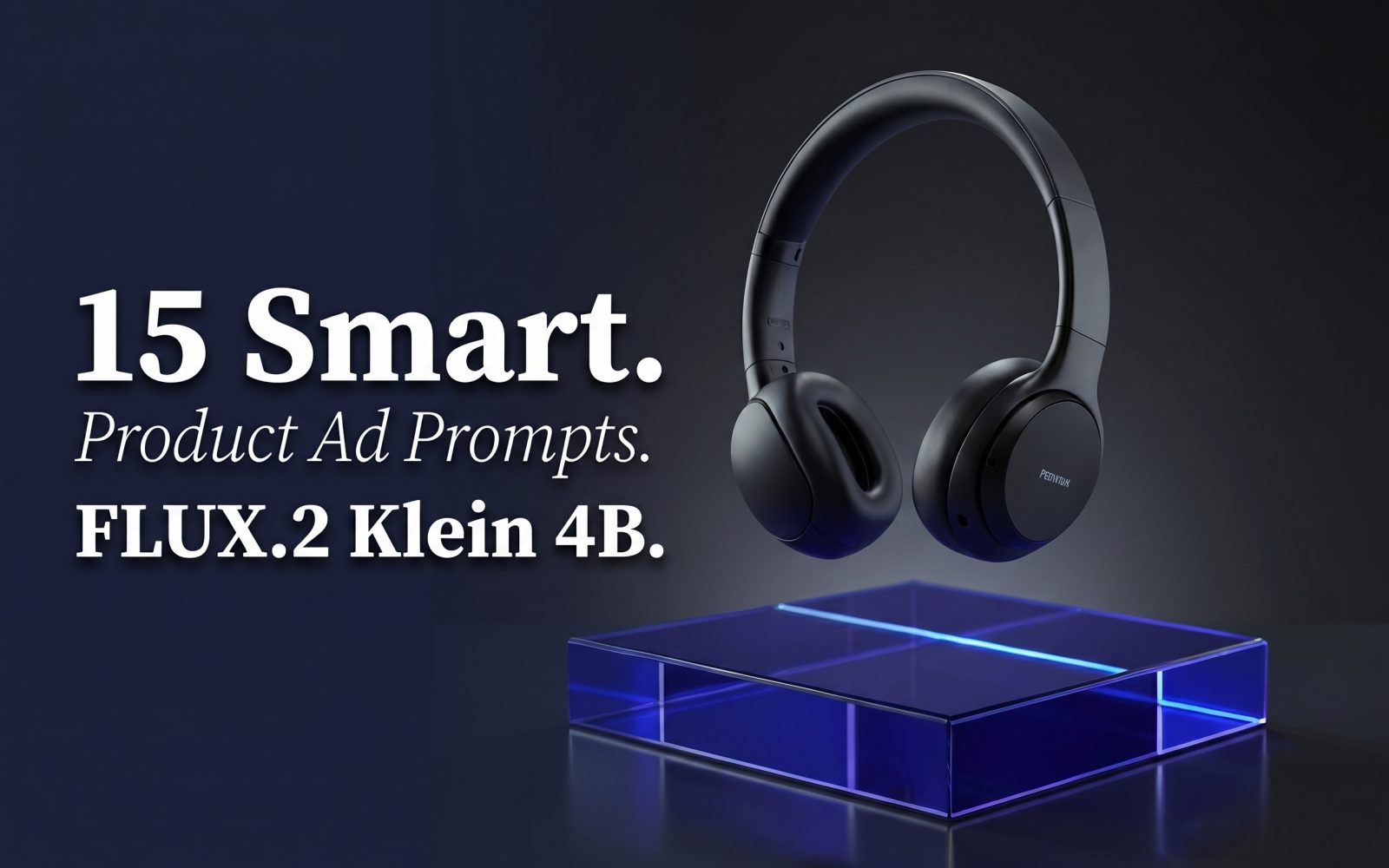 FLUX.2 Klein 4B product ads prompt guide cover with matte black headphones